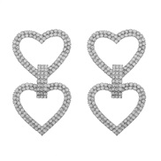 ( Silver)super claw chain occidental style earrings heart-shaped Earring woman Alloy diamond Rhinestone fully-jewelled 