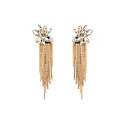 ( white) occidental style spring earrings Rhinestone long style tassel Earring Alloy diamond geometry ear stud