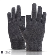 (Free Size )( gray) autumn Winter woolen warm thick glove  sport Word two glove