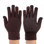 (Free Size )( Brown) thick knitting touch screen glove  autumn Winter velvet woolen warm Non-slip glove