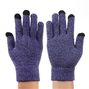 (Free Size )( Navy blue) thick knitting touch screen glove  autumn Winter velvet woolen warm Non-slip glove