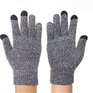 (Free Size )( black  white) thick knitting touch screen glove  autumn Winter velvet woolen warm Non-slip glove