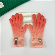 (Free Size )( pink Gradual change)occidental style gradual change color woolen glove woman~ins Autumn and Winter thick 