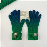 (Free Size )( blue  green Gradual change)occidental style gradual change color woolen glove woman~ins Autumn and Winter