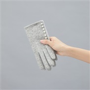 (Free Size )( grayB)Winter sheep velvet warm glove Korean style lady velvet warm mitten touch screen wool Pearl glove