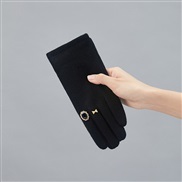 (Free Size )( blackC)Winter sheep velvet warm glove Korean style lady velvet warm mitten touch screen wool Pearl glove