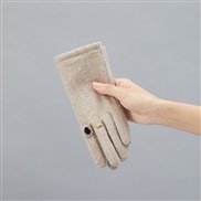 (Free Size )( khakiC)Winter sheep velvet warm glove Korean style lady velvet warm mitten touch screen wool Pearl glove