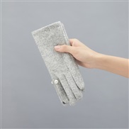 (Free Size )( grayD)Winter sheep velvet warm glove Korean style lady velvet warm mitten touch screen wool Pearl glove