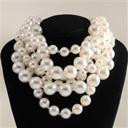 (Pearl )occidental style exaggerating multilayer big Pearl chain temperament all-Purpose clavicle chain retro handmade 