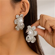 occidental style exaggerating Metal wind silver leaf ear stud wind Shells patternearrings retro earrings