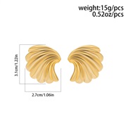 ( 4  Gold 32 5)occidental style exaggerating Metal wind silver leaf ear stud wind Shells patternearrings retro earrings