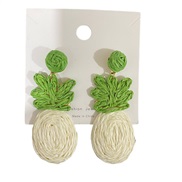 (Rice white )summer Bohemian style handmade weave fruits earrings personality sweet