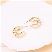 ( Gold)ins retro wind Metal bamboo surfacec Word ear stud     high temperament Earring