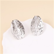 ( Silver) creative pattern personality big leaves Round ear stud       fashion trend