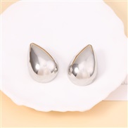 ( Silver)Ins punk wind hollow Metal surface drop Modeling ear stud      fashion