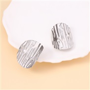 ( Silver) brief punk wind geometry Oval ear stud     Irregular Stripe temperament all-Purpose Style