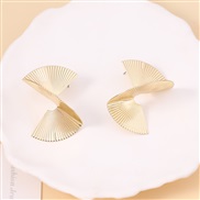 ( Gold)occidental style Metal Irregular sector ear stud         retroins wind Earring