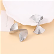 ( Silver)occidental style Metal Irregular sector ear stud         retroins wind Earring