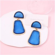 ( blue) Irregular transparent geometry earring         occidental style fashion all-Purpose wind