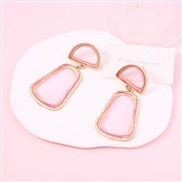 ( Pink) Irregular transparent geometry earring         occidental style fashion all-Purpose wind