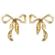 ( Gold) bow earrings all-Purpose temperament womanins wind high ear stud fashion personality Earring