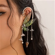 ( anti silver+ green  3274)occidental style butterfly  sweetins wings ear studearrings