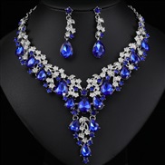 ( blue)occidental style necklace earrings set high three bride