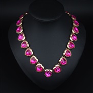 ( rose Red) occidental style textured love gem mosaic short style clavicle necklace lady fashion