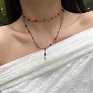 occidental style fashionins color enamel pendant necklace  Metal chain long style Rhinestone