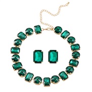 ( green) occidental style wind color fully-jewelled Rhinestone necklace exaggerating necklace earrings set