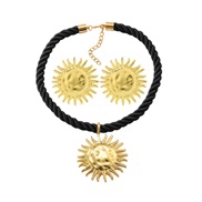 ( black)fashion wind Alloy sun pendant necklace earrings set occidental style personality all-Purpose wind woman