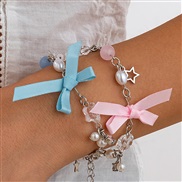 ( 5  White K 54 8)occidental styleins bow pendant bracelet woman  brief imitate Pearlracelet