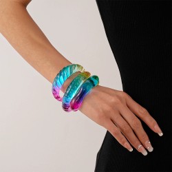 European and American neon colored acrylic irregular opening bracelet with exaggerated simplicity and high geometric temperament