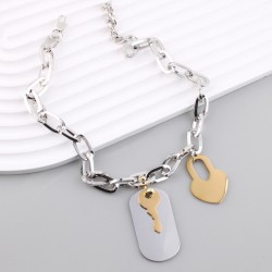 New military brand heart-shaped key stainless steel pendant collarbone chain