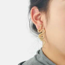 European and American brand minimalist retro alloy snake shaped earrings