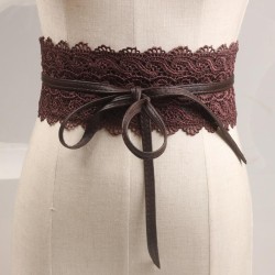 occidental style retro hollow lace flower belt bow width belt  lady ornament D..