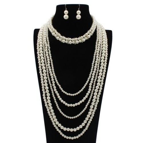 occidental style fashion temperament Pearl multilayer woman long style sweater chain necklace