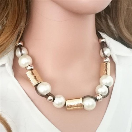 occidental style fashion fashion   big Pearl weave necklace woman clavicle chain