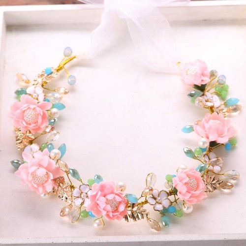 bride handmade flowers head  color head belt big color belt  bride