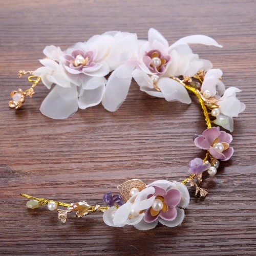 bride handmade flowers head  beads color belt  bride