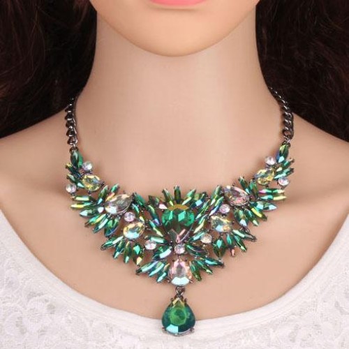 occidental style diamond Colorful four color fashion necklace