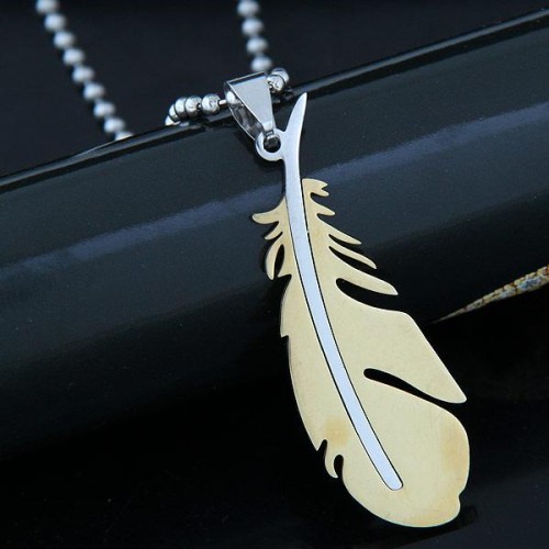 occidental style fashion  stainless steel personality feather man woman temperament necklace