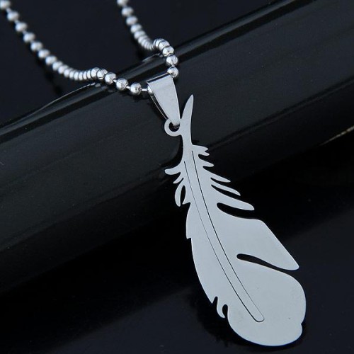 occidental style fashion  stainless steel personality feather man woman temperament necklace