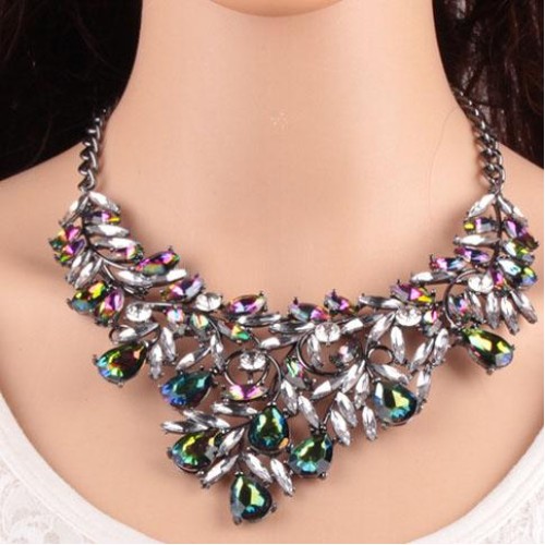 occidental style luxurious shine embed zircon exaggerating long necklace  new