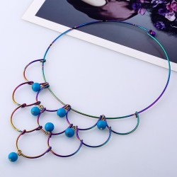 Metal Collar Colorful textured exaggerating necklace short style clavicle chai..