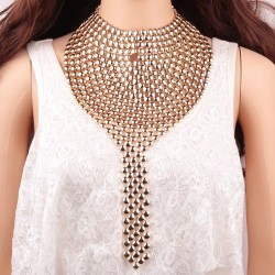 occidental style exaggerating geometry embed zircon necklace  fashion woman al..