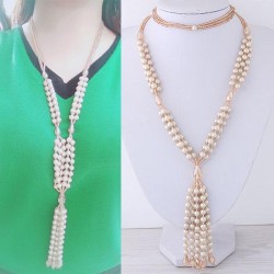 ( gold ) occidental style fashion  all-Purpose Pearl beads tassel personality ..