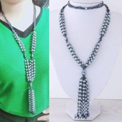 occidental style fashion  all-Purpose Pearl beads tassel personality long neck..