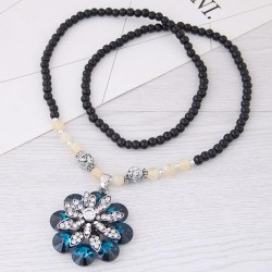 occidental style fashion  Metal luxurious bright gem petal long necklace sweat..