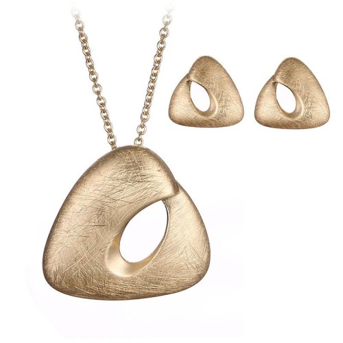 environmental Alloy geometry triangle hollow necklace earrings set Earring